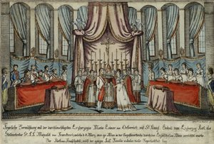 Marie-Louise se casó con Napoleón por poder en Viena, con el Archiduque Carlos en representación de Napoleón de Johann Hieronymus Loeschenkohl