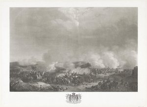 Príncipe de Orange en la batalla de Quatre-Bras, 1815 Doce láminas de la llegada e inauguración de Guillermo I en Bruselas y las batallas de Quatre-Bras y Waterloo en 1815 (título de la serie) de Johann Hürlimann
