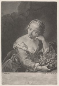Mujer con cesta de fruta de Johann Jacobus Haid