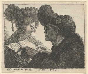 Un Hombre con un Turbante Leyendo a una Mujer Joven