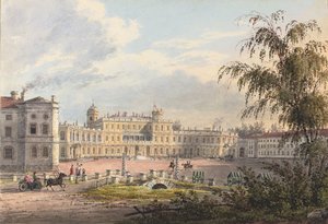 The Imperial Palace, Gatchina (lápiz y acuarela realzados con blanco y goma arábiga sobre papel) de Johann Jakob Meier