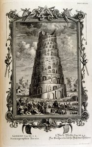 Plano de la Torre de Babel vista lateralmente