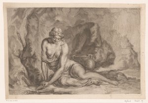 Venus creando agua con una concha Latona sacando agua con una concha