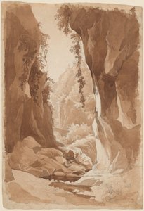 Acantilados que Sobresalen de un Desfiladero de Río cerca de Sorrento (recto) de Johann Joachim Faber