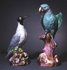 Figuras de Meissen Augustus Rex de un charrán y un periquito