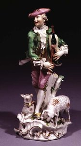 Pastor de Meissen con gaita