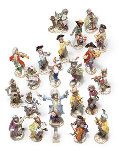 Banda de monos de veintiuna piezas de Meissen de Johann Joachim Kändler