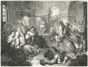 Un hechicero finlandés prediciendo la muerte inminente de Iván el Terrible de Johann Karl Baehr