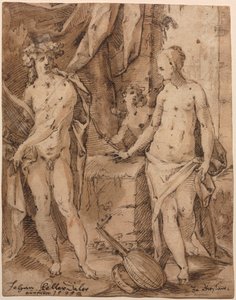 Apolo con Erato y Cupido, 1595 de Johann Kellerthaler