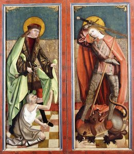 San Martín y el Mendigo; y San Jorge y el Dragón - las alas de un retablo de Johann Koerbecke
