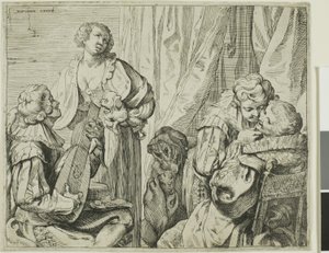 Interior con dos parejas de amantes y un tonto de Johann Liss