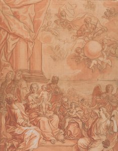 La Virgen y el Niño con santos y ángeles, y Dios Padre en el cielo, mediados del siglo XVIII de Johann Lorenz Haid