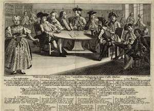 Conversación entre 7 naciones involucradas en la guerra en un café, 1757