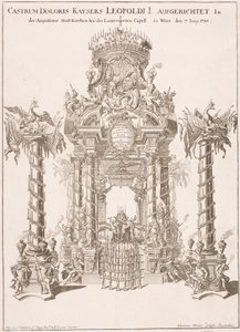 Andamio de luto por el emperador Leopoldo I en la iglesia agustina de Viena, 1705 de Johann Lucas von Hildebrandt