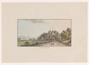 Vista del Castillo de Cerlier en Erlach
Le Chateau de Cerlier (título en el objeto)
Gezichten op Zwitserland (título de la serie)
Colección de algunas vistas dibujadas en Suiza a partir de la naturaleza (título de la serie) de Johann Ludwig Aberli