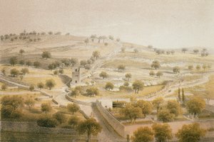 Getsemaní, Monte de los Olivos. Grabado por Bernatz et alii - Steinkopk J.F. Editore