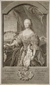 Retrato de Johanna-Elizabeth, Electora de Anhalt-Zerbst 1712-1760, Madre de Catalina II, 1756