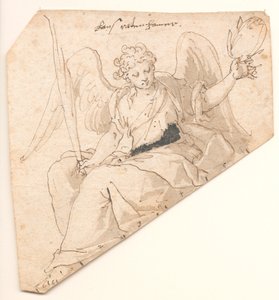 Ángel con hoja de palma y corona de laurel