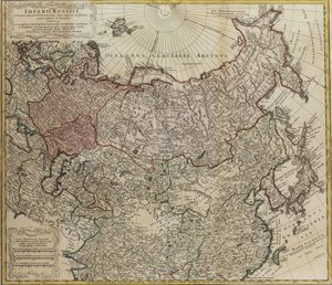 Mapa de Rusia De: Imperii Russici et Tartariae universae tam majoris et Asiaticae quam minoris et de Johann Matthias Hase