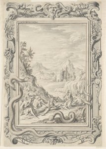 Estudio para Serpientes enviadas a destruir a los pecadores, Placa 360, Physica Sacra de Johann Melchior Füssli