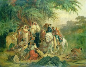 Escena folclórica en Pico de Orizaba, México de Johann Moritz Rugendas
