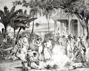 Danza Landu, grabado por Victor Adam y Monthellier de Johann Moritz Rugendas