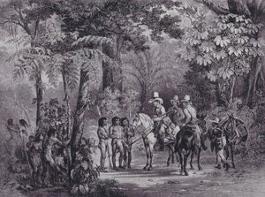Encuentro de los indios con los exploradores europeos de 