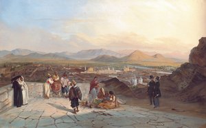 Santiago de Chile desde el Cerro Santa Lucía mirando al oeste, 1841 de Johann Moritz Rugendas