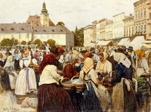 Plaza del Mercado, Misfrau (óleo sobre lienzo)