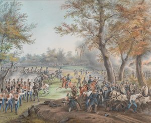 Batalla en Zalesie cerca de Biala Podlaska en octubre de 1812, c. 1912 de Johann Nepomuk Hoechle