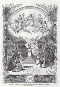 Escena final de El despertar de las artes, celebración del centenario del nacimiento de Beethoven, por Julius Rodenberg de Johann Paul Adolf Kiessling