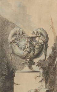 Diseño para un jarrón de jardín con tema de caza, ca. 1740 de Johann Paul Egell