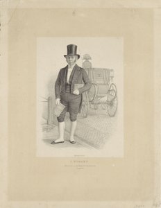 Retrato de J. Robert con carruaje J. Robert (título sobre el objeto) de Johann Peter Berghaus