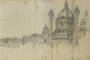 Vistas de los suburbios del sur de Viena y Karlskirche de Johann Peter Krafft