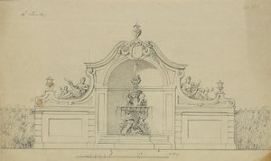 Fuente en el jardín de duraznos del Alto Belvedere