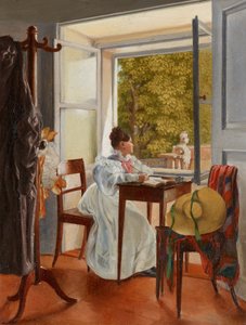 Marie Krafft en el escritorio de Johann Peter Krafft