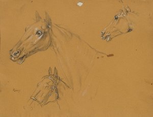 Estudio de caballos para "Archiduque Karl con su personal en la batalla de Aspern" de Johann Peter Krafft