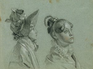 Dos estudios femeninos para "Return of Emperor Franz from Pressburg" de Johann Peter Krafft