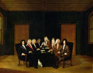 Los plenipotenciarios en el Congreso de Baden, septiembre de 1714 de Johann Rudolph the Elder Huber