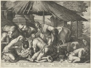 Adoración de los pastores con pastorcito dormido de Johann Sadeler (I)