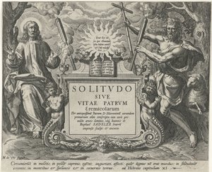 Cristo en Johannes de Doper Mannelijke kluizenaars (título de la serie) La soledad o la vida de los padres ermitaños (título de la serie) Solitvdo Sive Vitae Patrvm Eremicolarum (título de la serie sobre el objeto) de Johann Sadeler (I)