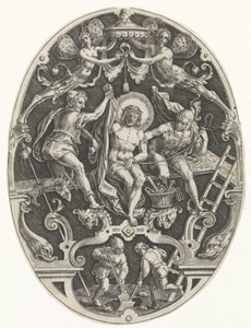 Cristo abrió la puerta de los soldados Passie van Christus (título de la serie) La Pasión de Cristo, Nuestra Redención (título de la serie) de Johann Sadeler (I)