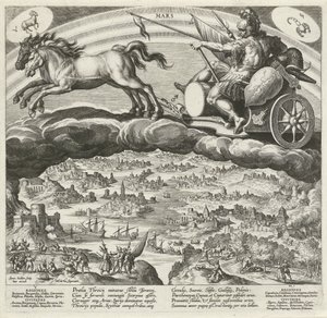 El planeta Marte y su influencia en el mundo Los siete planetas (título de la serie) Planetarum effectus et eorum in signis zodiac (título de la serie) de Johann Sadeler (I)
