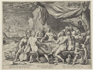 La humanidad pecadora antes del diluvio Sicvt avtem erat in diebvs noe (título sobre el objeto) de Johann Sadeler (I)