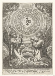 Los ángeles adoran el monograma de Cristo