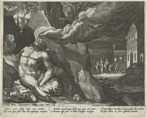 Noche Nox (título sobre objeto) Las cuatro partes del día (título de la serie) de Johann Sadeler (I)
