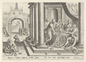 Plaga de las ranas y los mosquitos Historia de Moisés antes del Éxodo (título de la serie) Historia plagarum en Aegijpto (título de la serie) de Johann Sadeler (I)