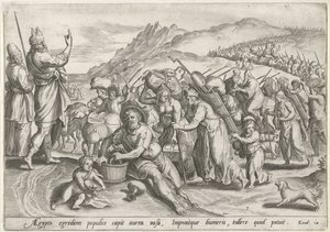 Éxodo de Egipto Historia de Moisés antes del Éxodo (título de la serie) Historia plagarum en Aegijpto (título de la serie) de Johann Sadeler (I)