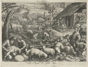 El verano Aestas (título sobre objeto) Cuatro estaciones (título de la serie) de Johann Sadeler (I)