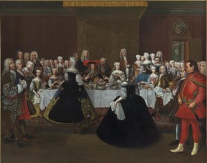 Un banquete en la corte del emperador alemán Carlos VI de Johann Salomon Wahl